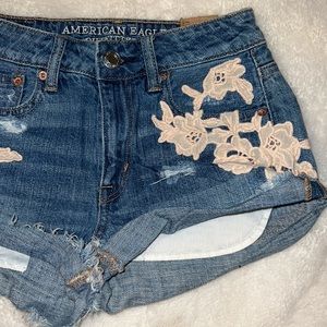 American Eagle Embroidered Jean Shorts